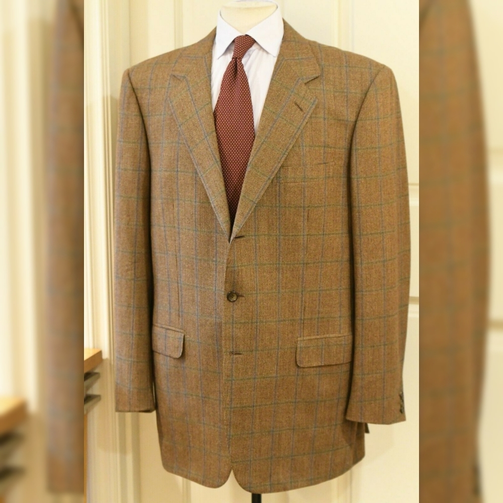 Brioni Triano Handmade Windowpane 3/2 Blazer 44L